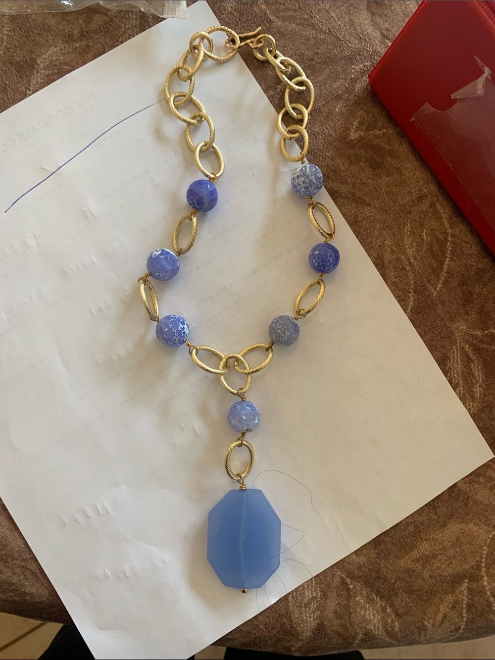 Gold Chain Necklace with Amethyst Beads and Faceted Pendant